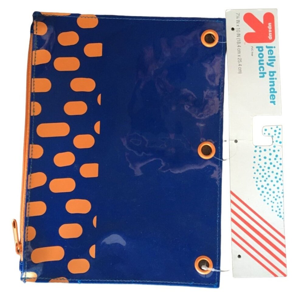 Jelly Binder Pouch Blue with Orange Ovals 10in X 7.25in SC055